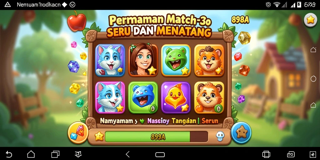 Tampilan gameplay seru dalam game Match-3 898A.