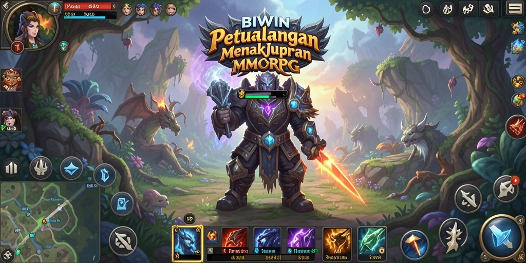 Screenshot utama BIWIN menampilkan pertempuran seru di dunia MMORPG.