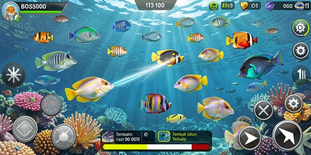 Tampilan gameplay yang seru dalam BOS5000 Tembak Ikan.