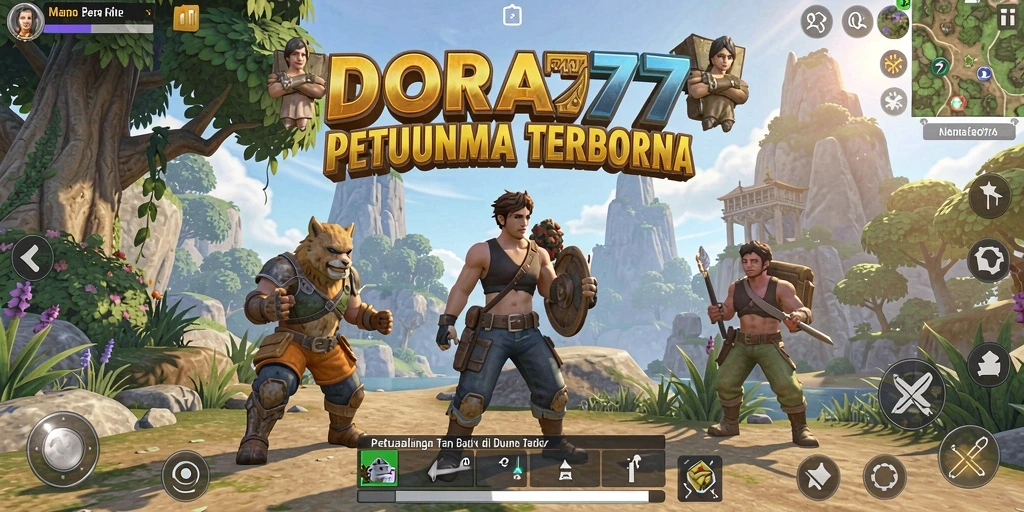 Screenshot DORA77 menampilkan aksi eksplorasi yang mendebarkan di dunia terbuka.