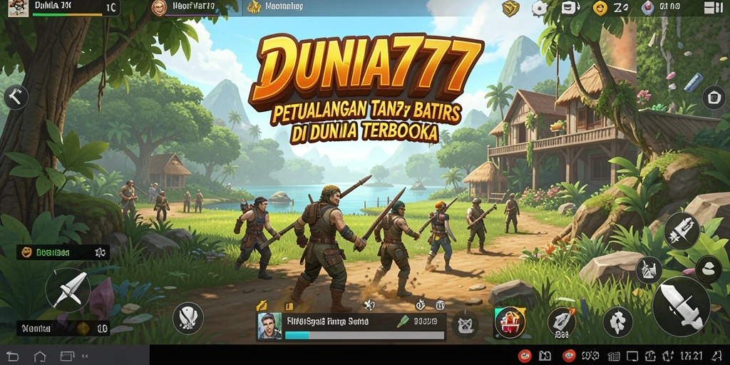 Tampilan gameplay DUNIA777 dengan dunia terbuka yang luas dan petualangan seru.