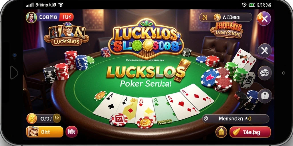 Tampilan gameplay menegangkan di LUCKYSLOTS poker.