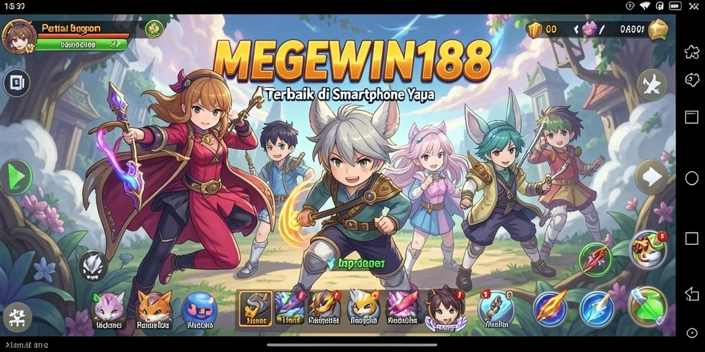 Tangkapan layar gameplay MEGEWIN188 menampilkan pertarungan karakter anime yang seru.