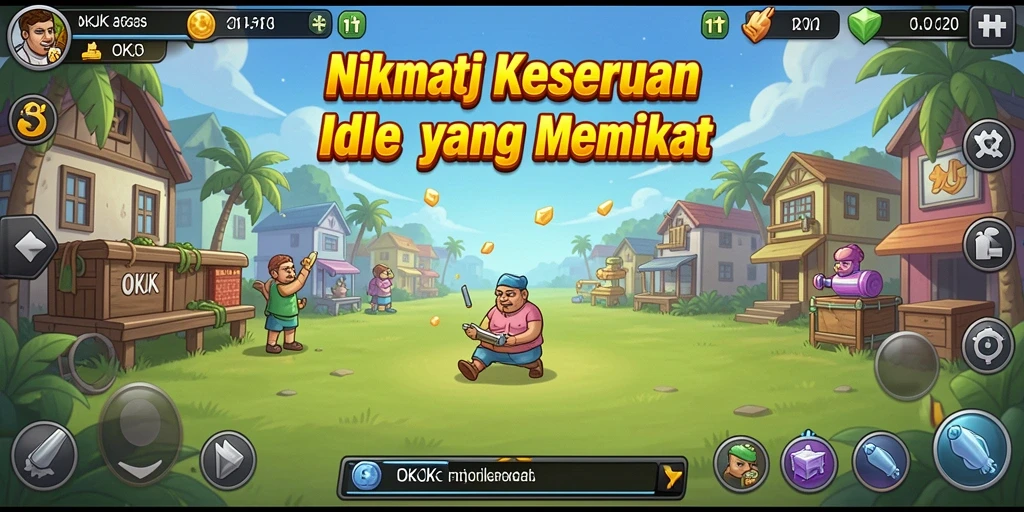 Gameplay Idle yang menarik dan penuh warna pada OKJK.