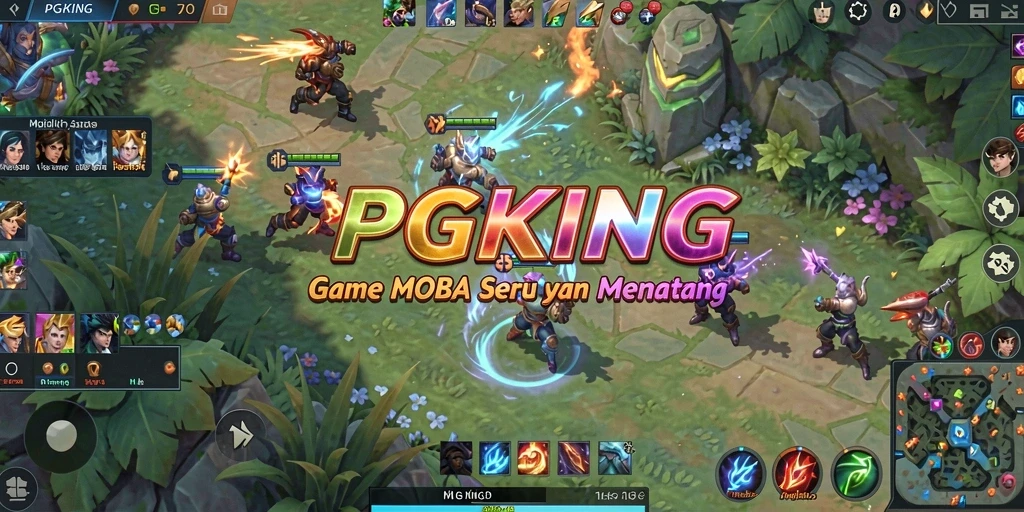 Tangkapan layar PGKING dengan aksi gameplay MOBA yang seru.