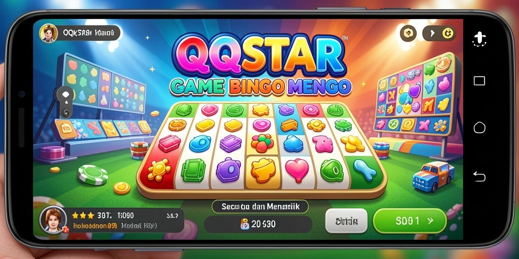 Tampilan seru dari gameplay Bingo QQSTAR yang penuh warna.