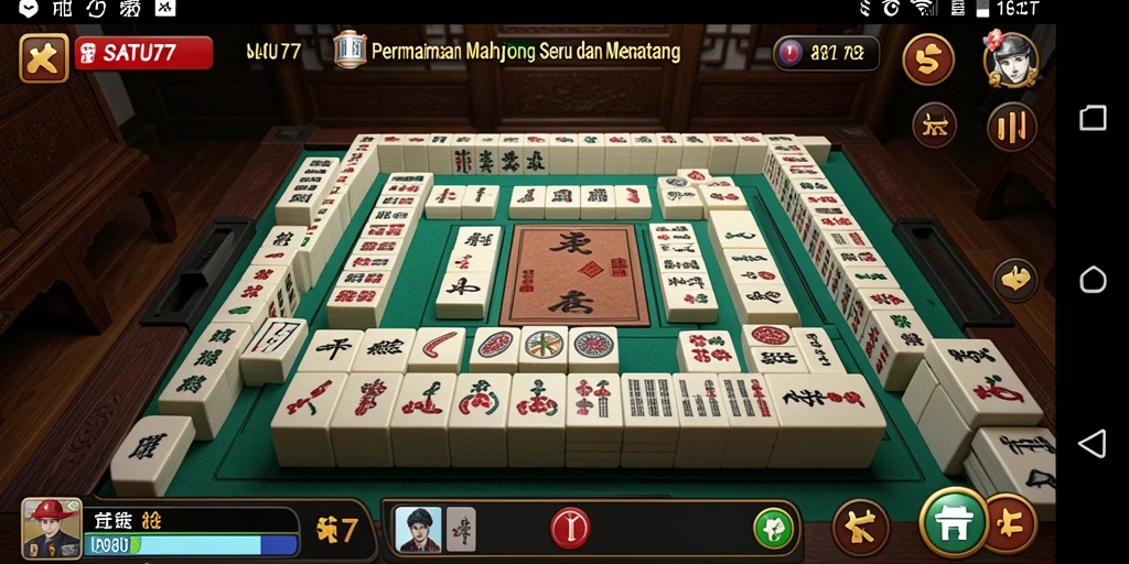 Tampilan gameplay SATU77 yang seru dalam permainan Mahjong.