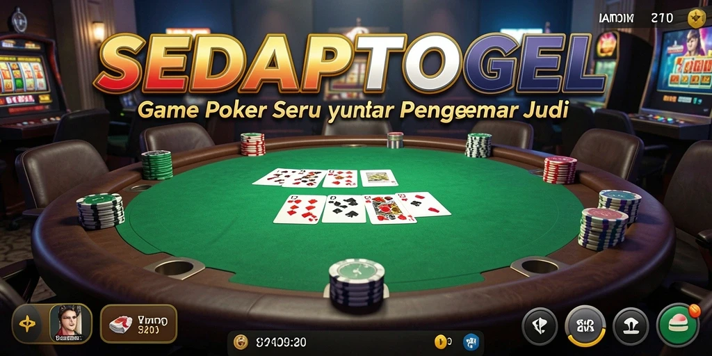 Gameplay seru di SEDAPTOGEL menampilkan kartu dan meja Poker.