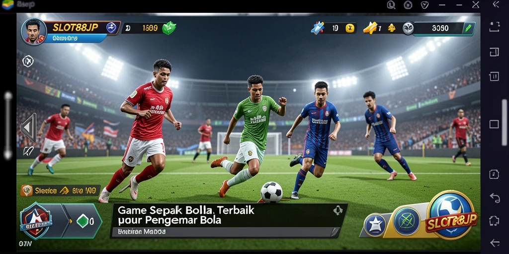 Screenshot utama SLOT88JP menampilkan aksi mendebarkan dalam pertandingan sepak bola.