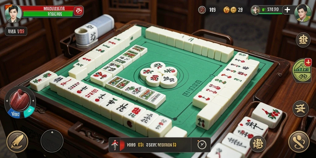 Screenshot V89 menampilkan gameplay Mahjong yang menarik dan mendebarkan.
