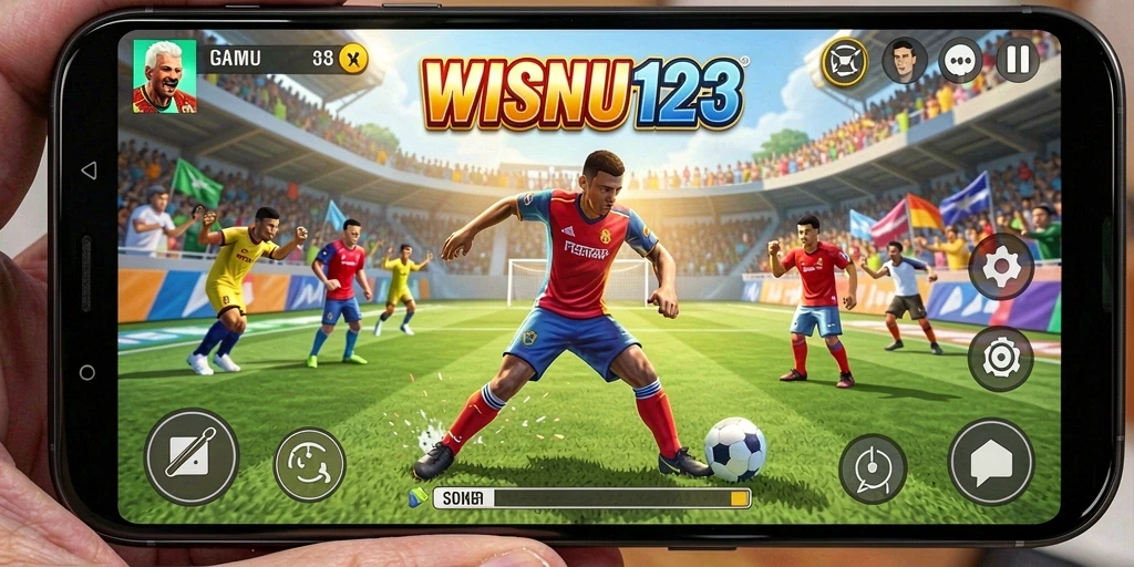 Tampilan gameplay seru di lapangan dalam WISNU123.